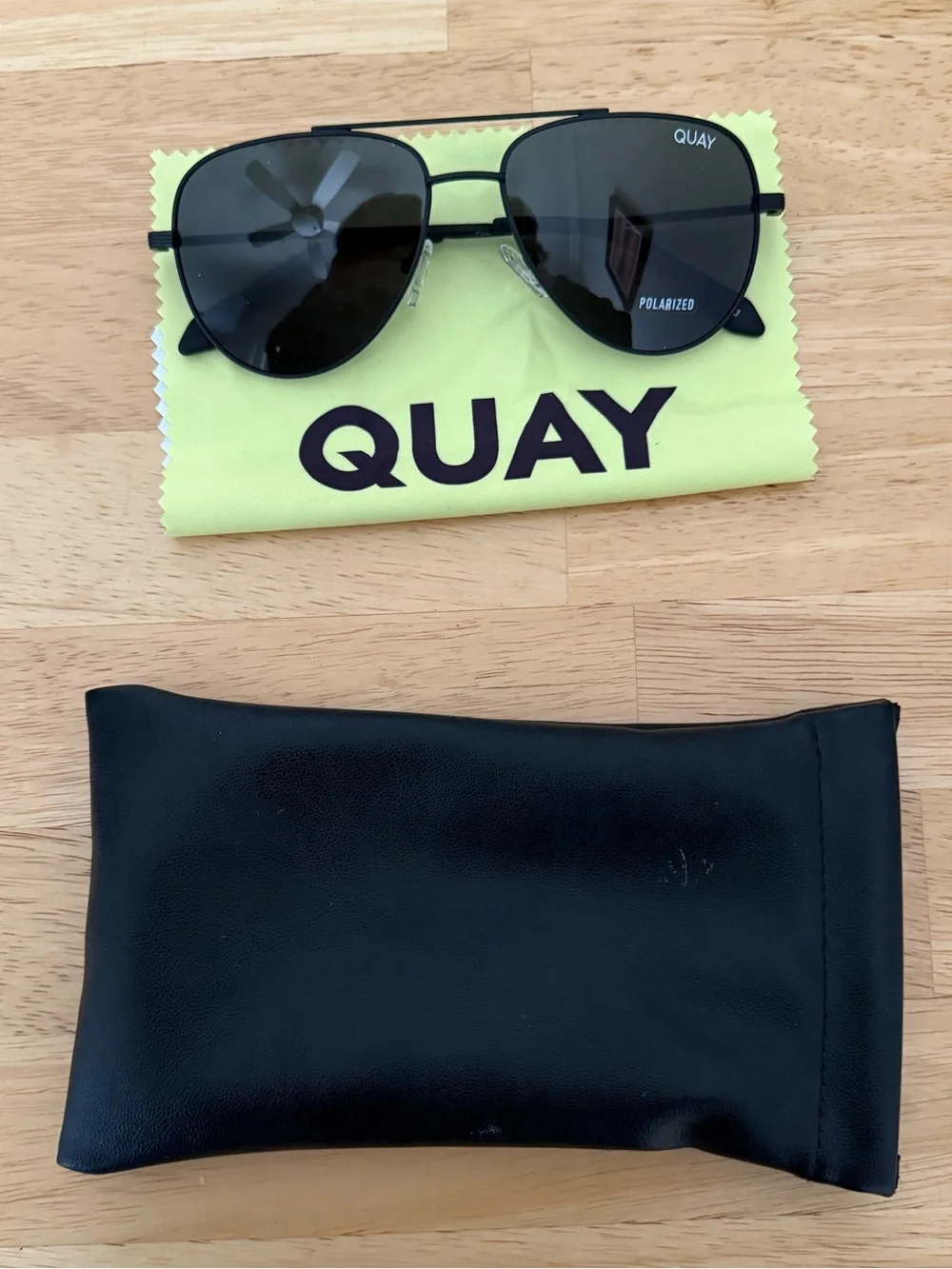 QUAY The Wingman Black Aviator Polarized Sunglasses